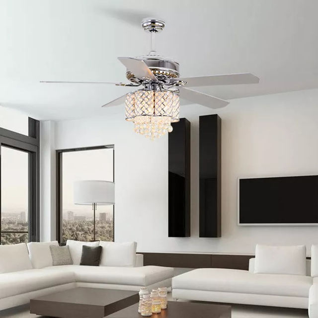 Ventilateur de plafond décoratif d'intérieur de lustre en cristal de 52 pouces avec la lampe