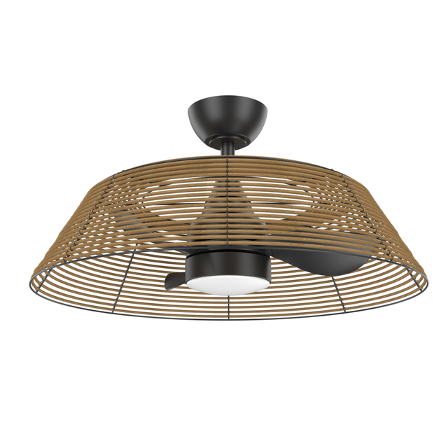 Ventilateur de plafond Boho en rotin à 6 vitesses de 28 pouces avec lumière