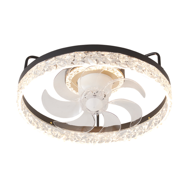 Ventilateur de plafond de conception moderne de lustre en cristal avec télécommande